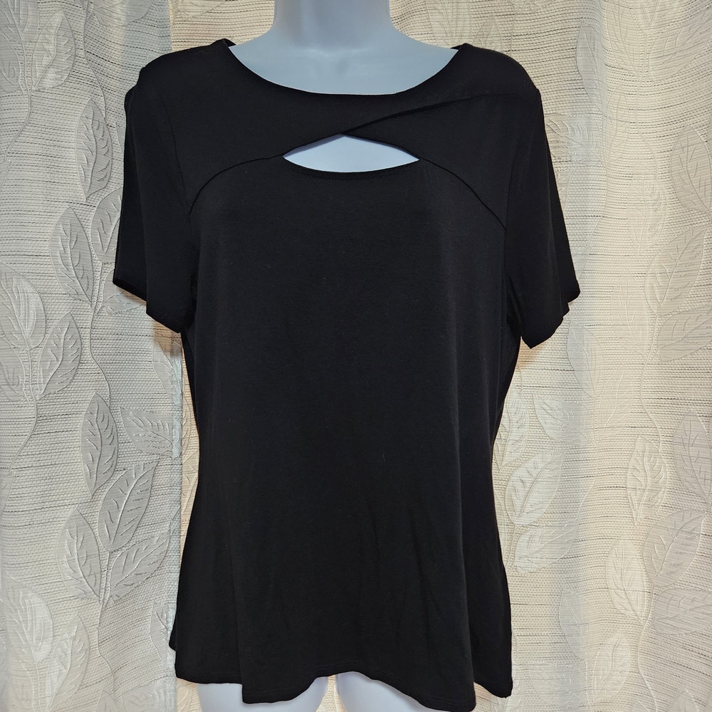Chic Vince Camuto Black Cut-Out Women's Tee Size Large